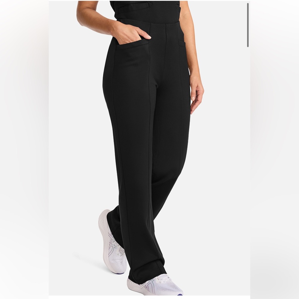 Medelita Women's Ponte Wide Leg Scrub Pants Black, Sz XL ML014